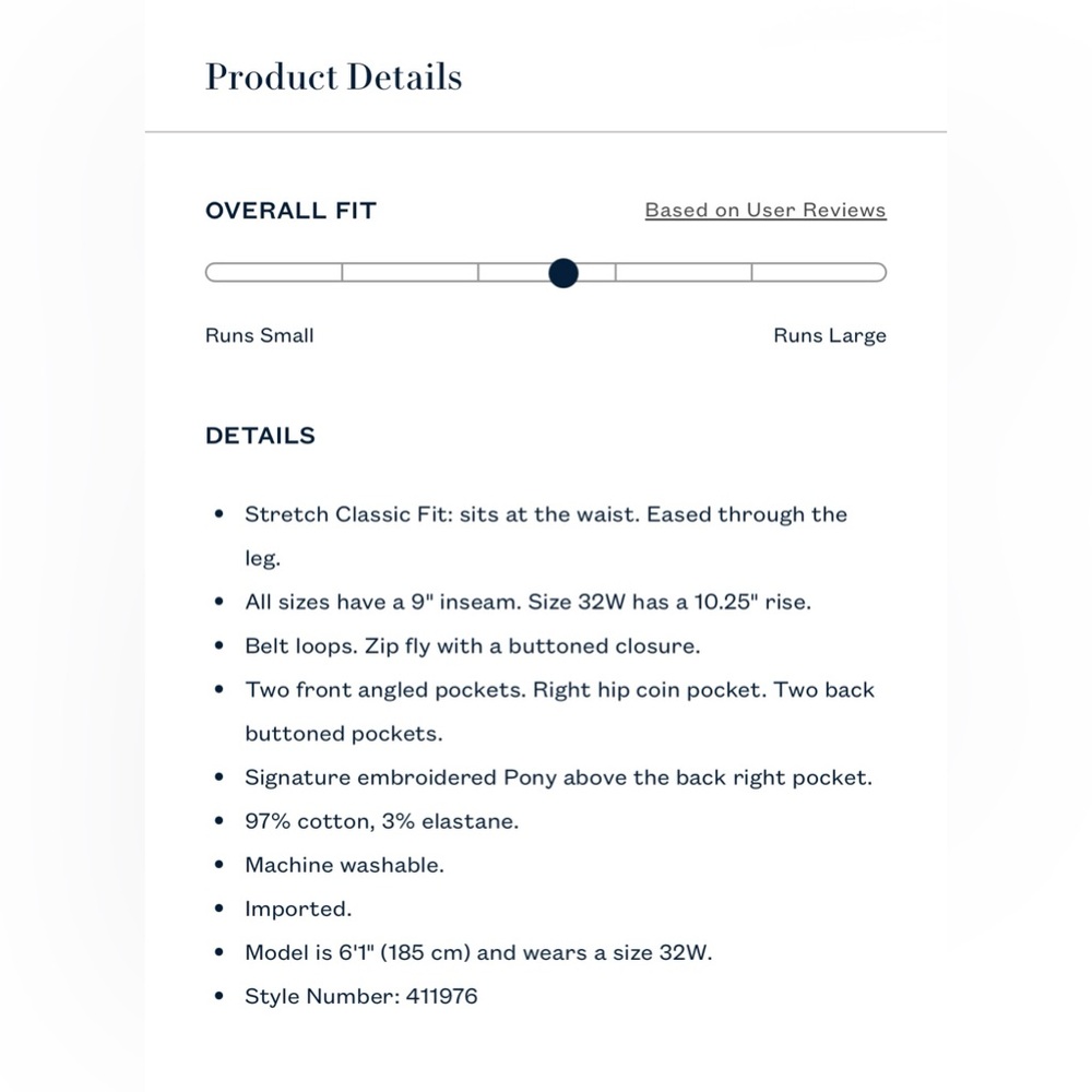 Ralph Lauren Polo 9-Inch Classic Fit Chino Short Size 36 - Picture 7 of 7